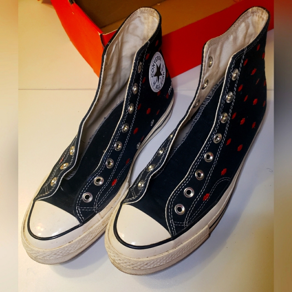 Converse Women's Black and Red High-Top Sneakers Size 12
